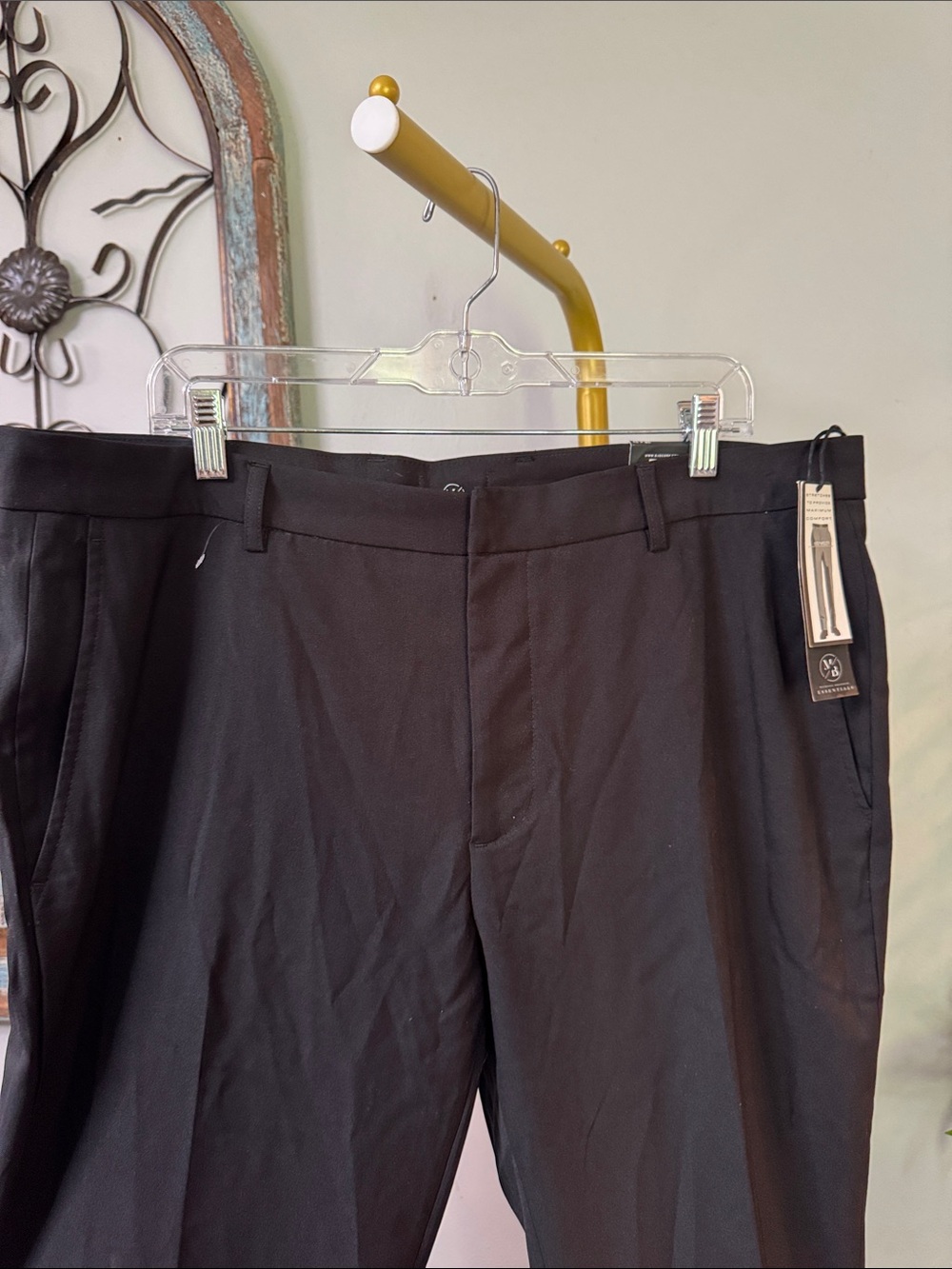 Michael Brandon Black comfort waist slim fit Dress Slacks trousers NWT 38